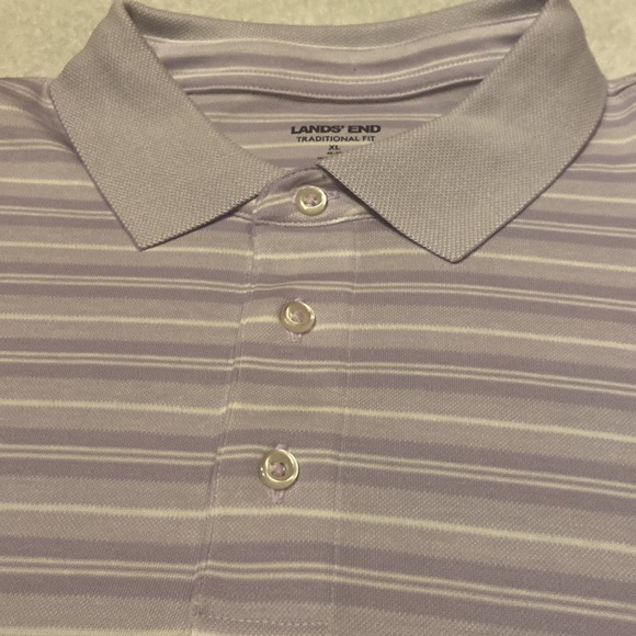 LANDS END Size XL TraditionL Fit 3 Button Polo Shirt Lavender - Picture 3 of 8